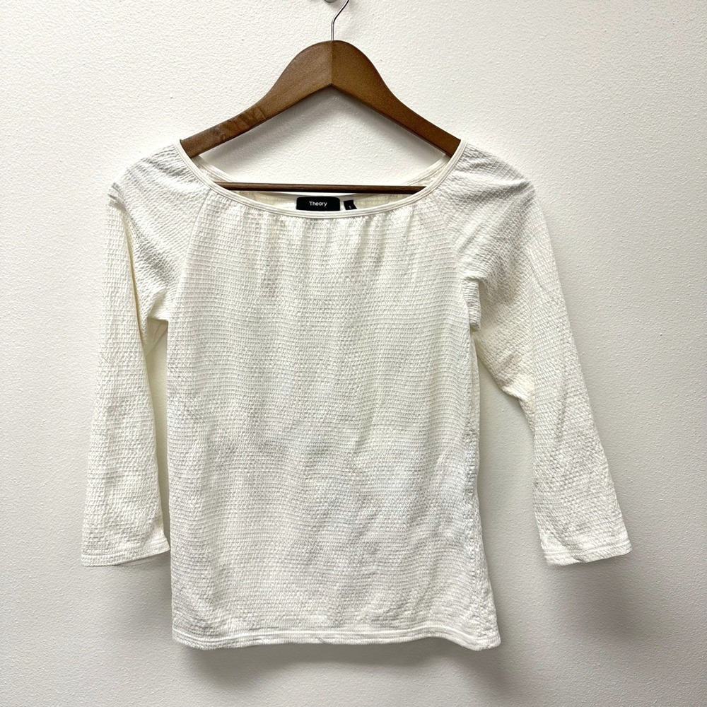 Theory Ennalyn Smocked Off‎ the Shoulder Top Off White S